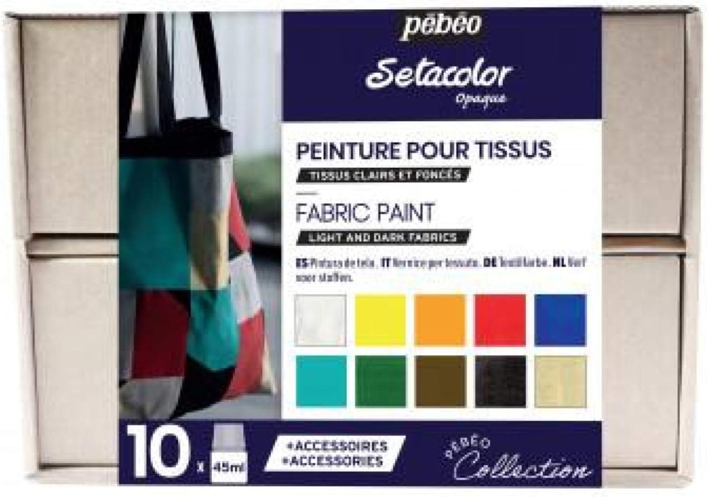 Pebeo Setacolor Opaque Collection Set, Assorted, 10X45ML