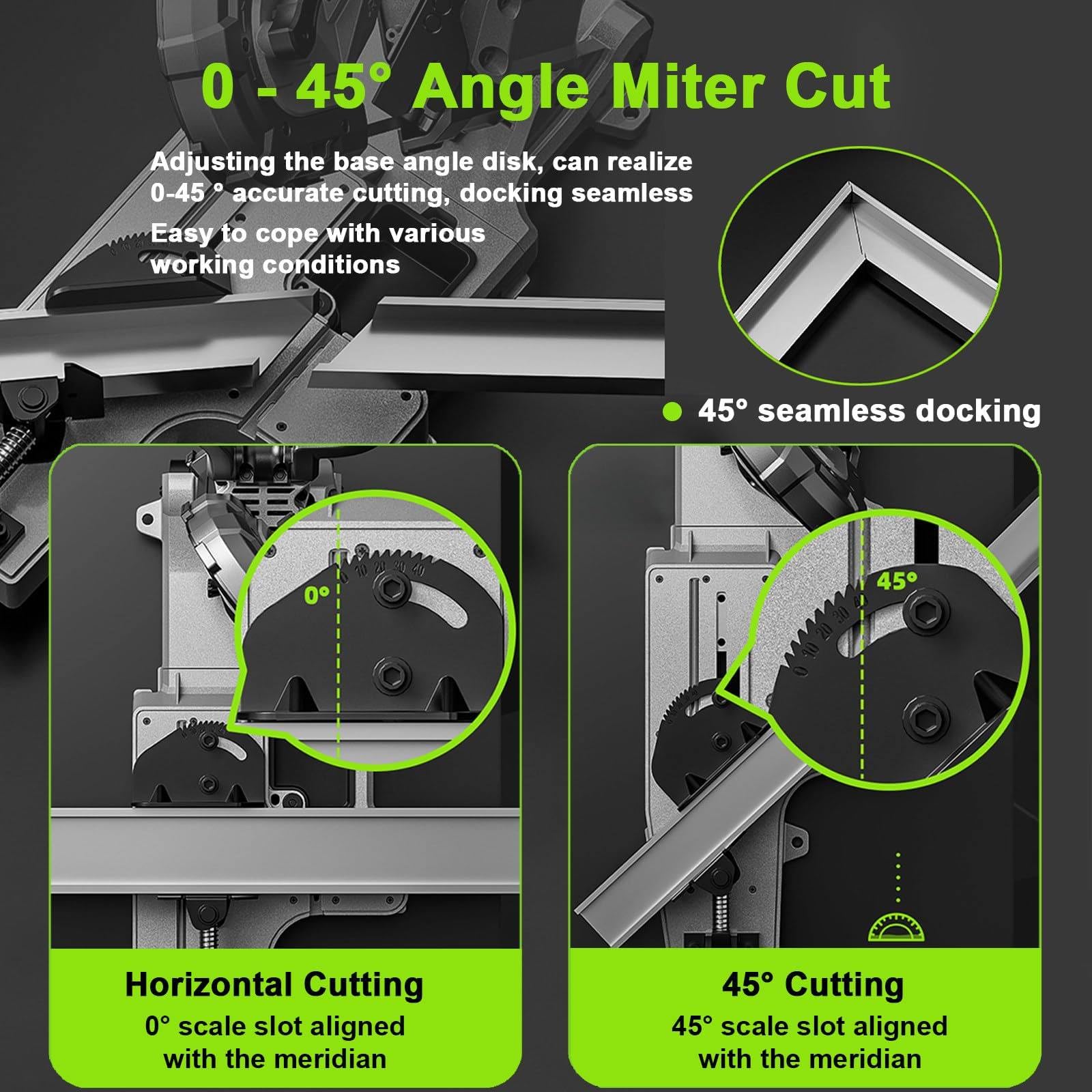 Sierra de cinta con tecnología de corte en frío, ángulo de inglete de 0 a 45°, 6 cuchillas para cortar metal y madera, herramienta de taller profesional