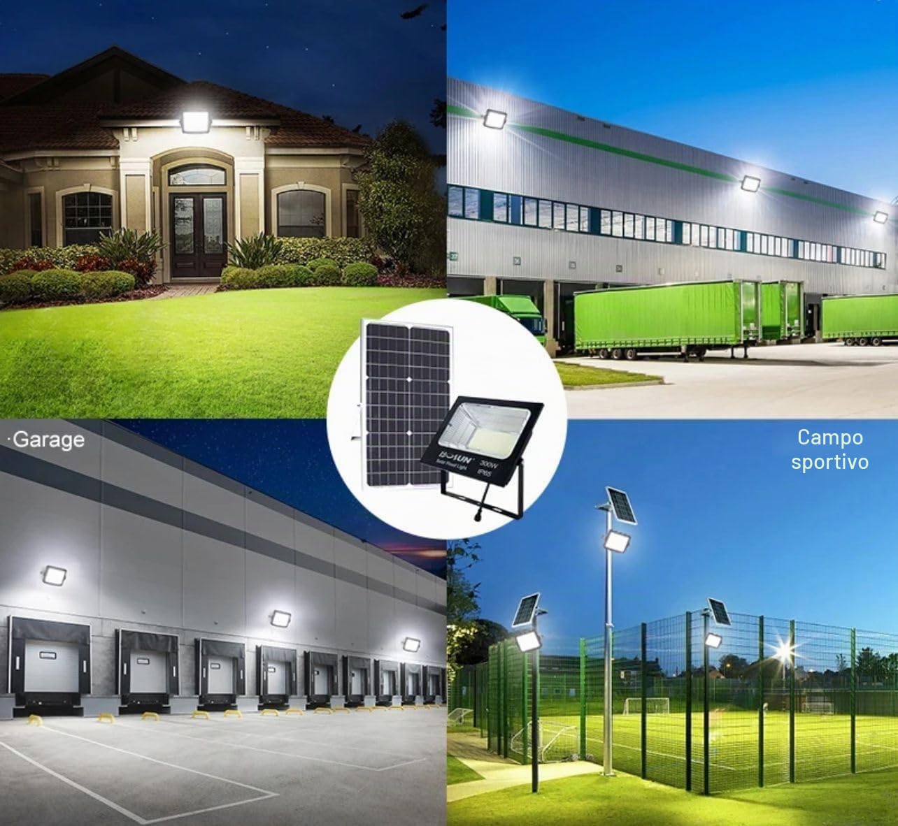 Generico Faretto LED Solare da Esterno 300W, Faro con Sensore Crepuscolare e LED Ultra Luminosi per Giardini, Cortili e Aree Esterne, Sesnsore di Movimento Casa,Giardino,Parcheggio,Strada