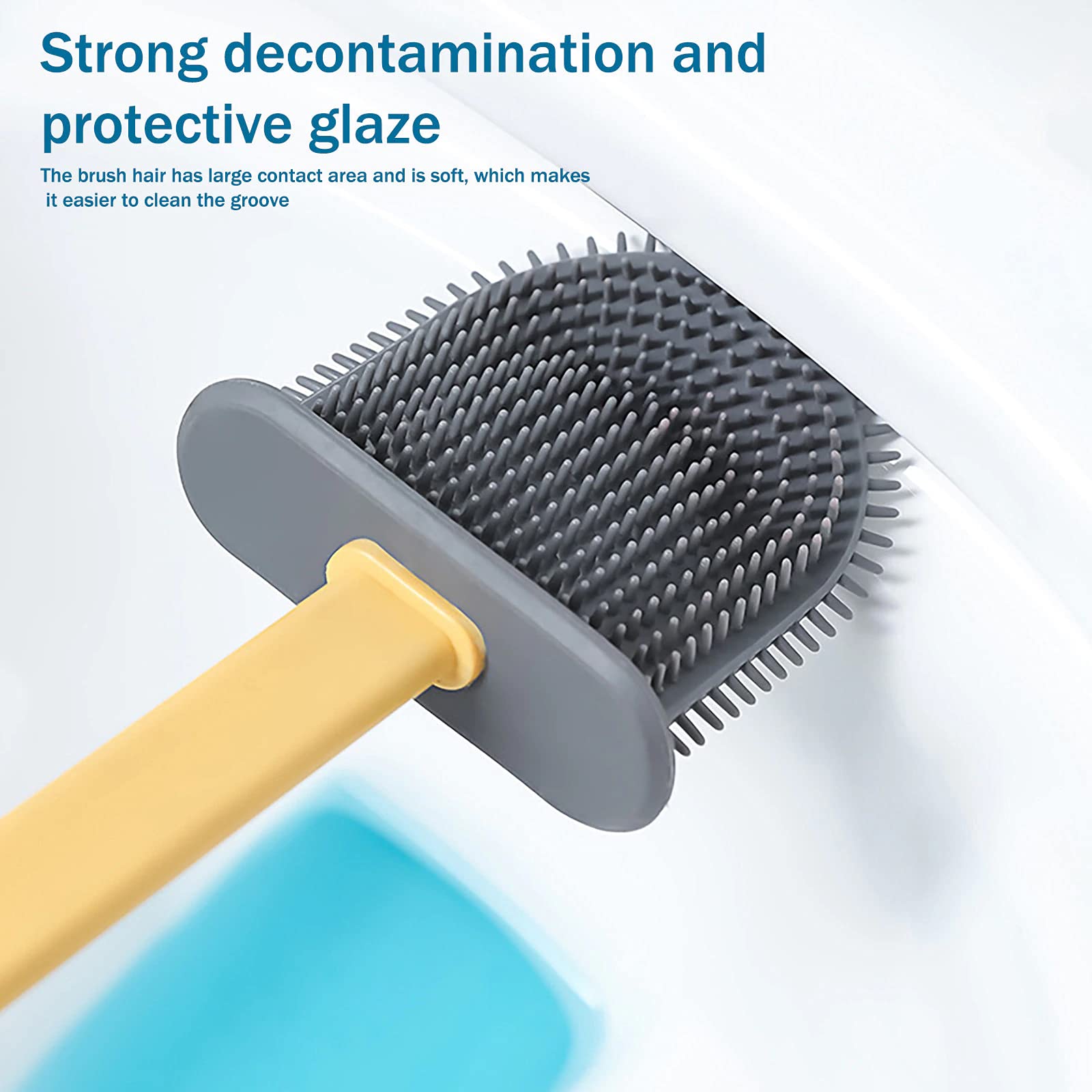 US1984 Silicone Toilet Brush with Bathroom Toilet Cleaning Brush and Toilet Brush with Wall Mount Holder (Green) 3