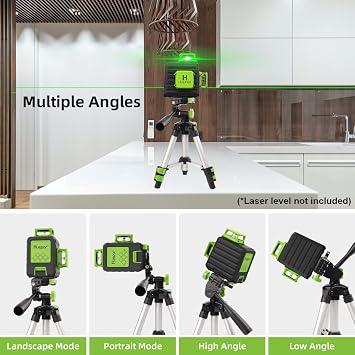 Huepar TPD05 19.7 Lightweight Aluminum Tripod-Mini Portable Adjustable Tripod for Laser Level and Camera, with 3-Way Flexible Pan Head and Bubble Level, Quick Release Plate with 1/4-20 Screw Mount
