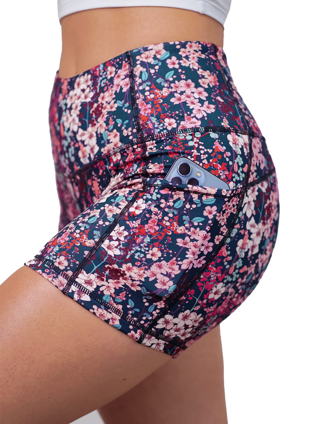 Tough Mode Women High Rise 5 Super Soft Athletic Shorts Pockets Bike Fitness Workout Running Yoga Tummy Control