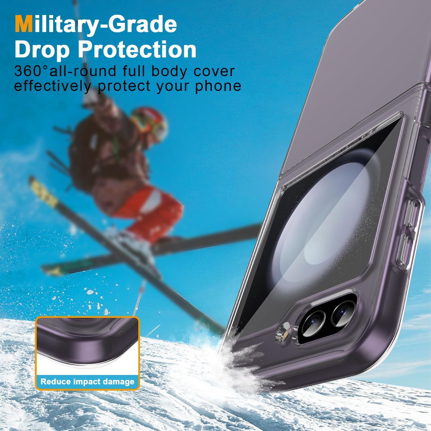 for Galaxy Z Flip 3 5G Case, Clear Case, Slim Fit Drop Protection Rugged Shockproof Cover for Samsung Galaxy Z Flip3 5G,Slim Thin Hard PC Shockproof Protective Phone Clear 4-Z Flip3-01
