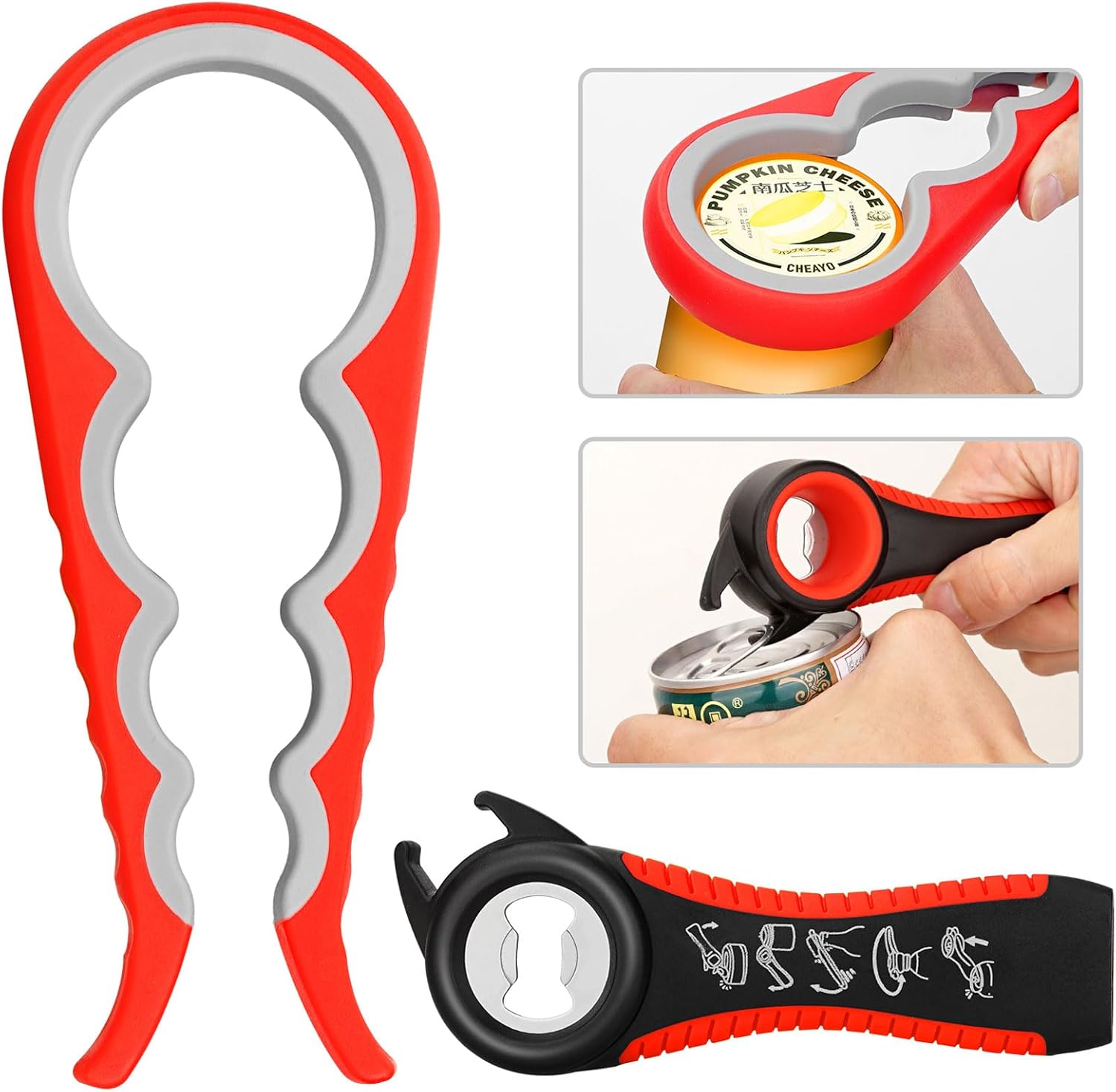 Pack of 2 Bottle Openers for Seniors, 4in1 Jar Opener, Screw Cap