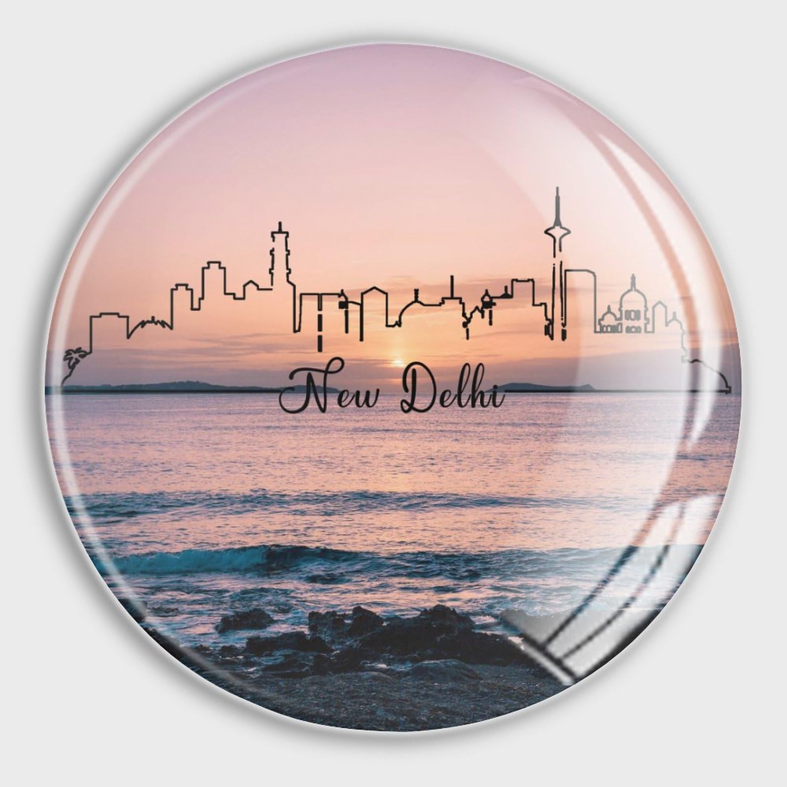 Imanes de vidrio para nevera, imanes pequeños de India, Nueva Delhi, horizonte de pizarra, imanes de ciudad natal para escuela, hogar, cocina, oficina, clase, pizarra, 4 unidades