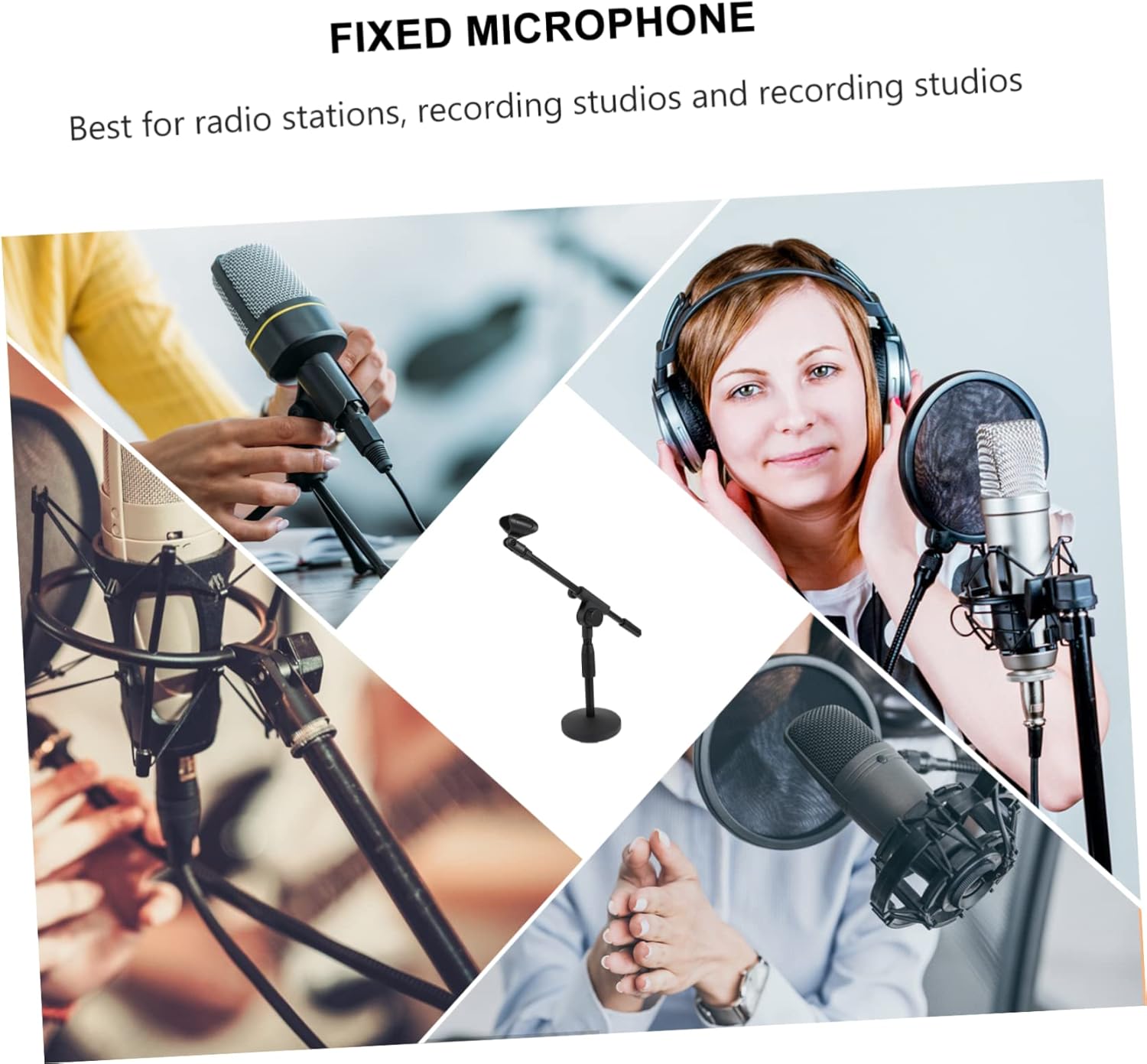 Adjustable Desktop Mic Rack with Weighted Base Short Boom Arm Microphone Stand for Conference Live Streaming and Voice Chat Vibration Mic Holder Compatible with Microphones