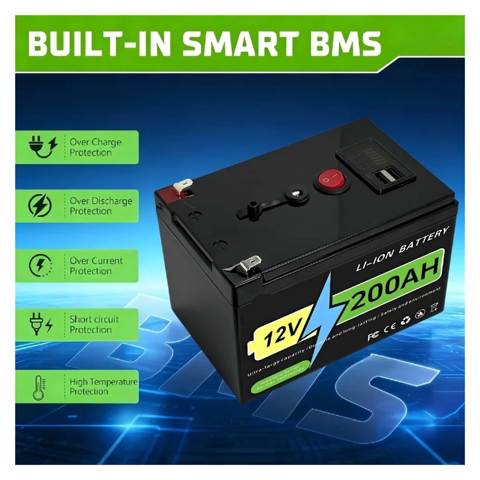 Ricarica della batteria al litio di accumulo di energia solare della batteria 12v Lifepo4 | Alimentatore for accumulo di energia domestica 100AH ​​200AH(12E 180Ah Battery)