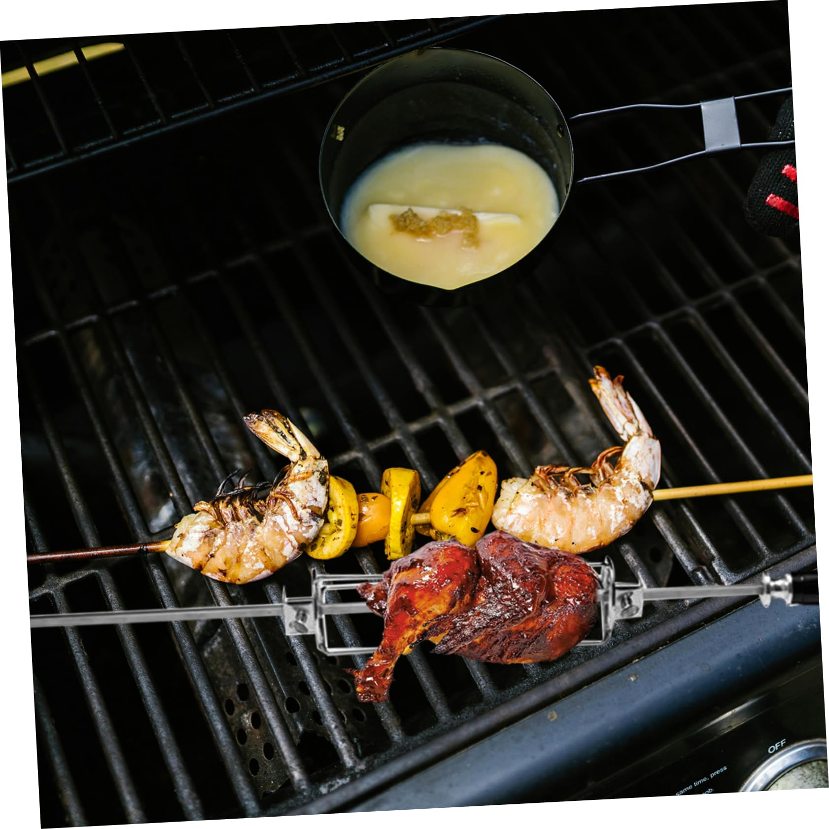HANABASS 6pezzi Forchette Rotanti Per Arrosto Bbq Inossidabile Per Pollame e Utensili Versatili Per Grigliate e Friggitrice Ad Facili Usare e Pratiche Per e Picnic