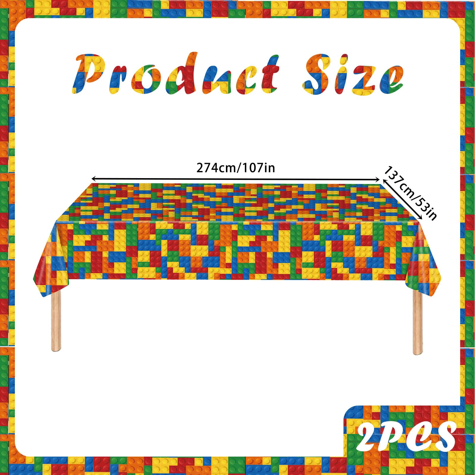 Bunte Bausteine Tischdecke Für Kindergeburtstage - 137x274 Cm | Motivdecke