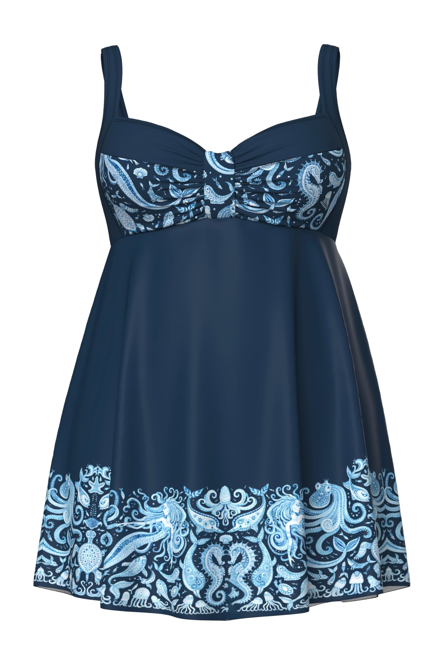 Ulla Popken Damen große Größen Übergrößen Plus Size Badekleid, Meerjungfrau, Softcups, recycelt 846759