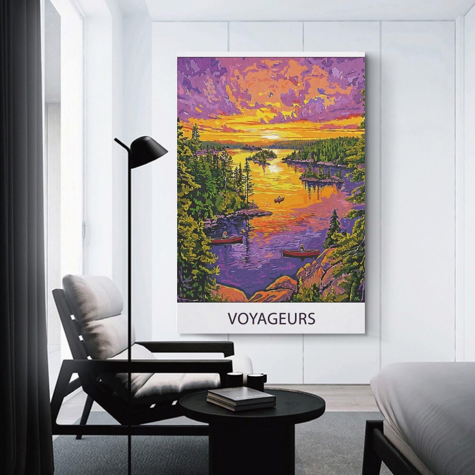 Junmoney Sunset Lake Scene Room Decor Wall Art, 20x30inch(50x75cm), for Hallway, Lounge Or Guest Room, Gift Idea for Housewarming And Birthdays