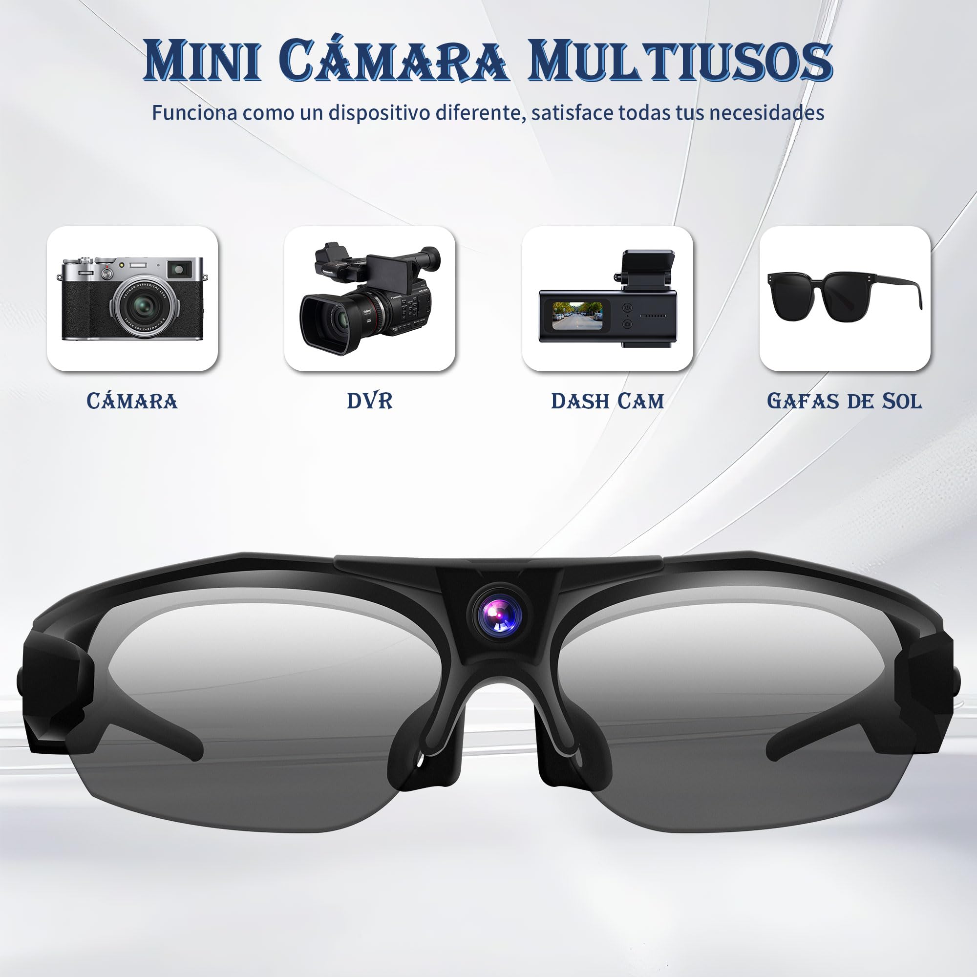 UYIKOO Cámara Espía Gafas de Sol, Mini Camara Oculta WiFi 1080P HD, Gafas con Camara de Deporte Grabación App Protección UV para Deportes al Aire Libre