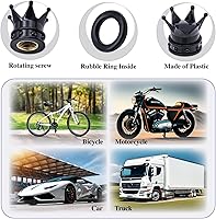 Vista 6 de 4 piezas tapas de vástago de válvula de neumático con corona, con anillo de goma, tapa de válvula de aire de neumático de plástico con núcleo