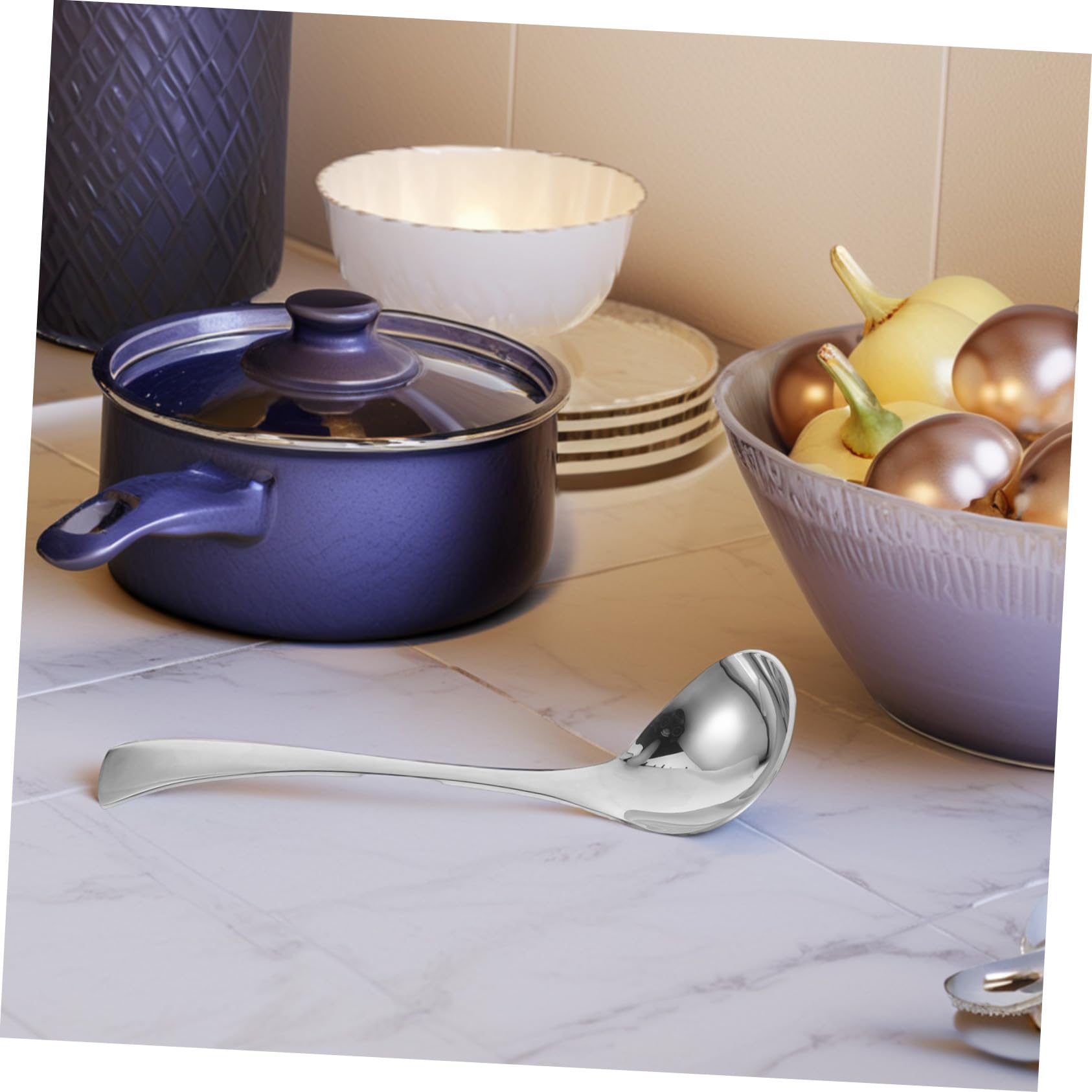 2 Piezas Cuchara Sopera de Acero Inoxidable Cucharas para Sopa de Cocina Mango Cucharón para Servir Sopa Mesa Material Acero Inoxidable Función Dispensador