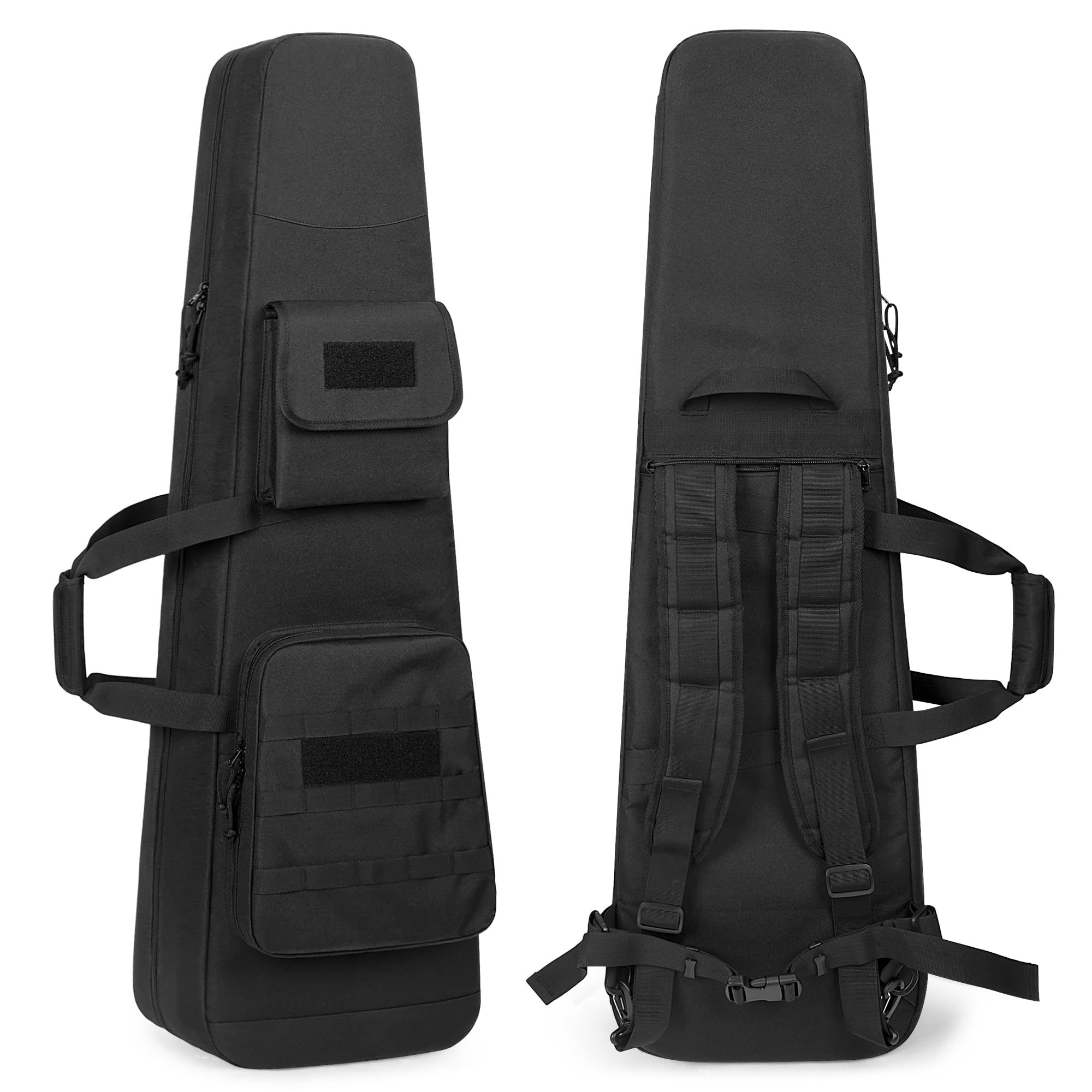 DSLEAF Mochila y Funda Doble para Rifles de 42”, Estuche de Transporte Acolchado con Cremalleras con Cierre de Doble Vía, Bolsa Táctica con Múltiples Bolsillos para Tiro y Caza