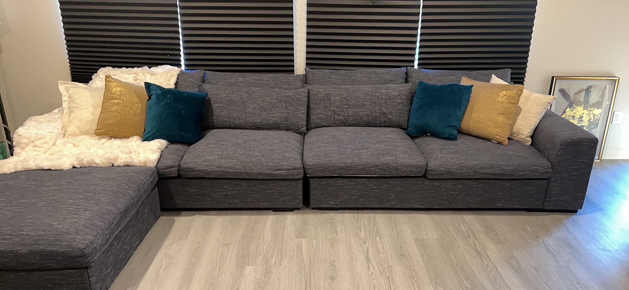 85/mo Finance JACH 150" Sectional Sofa Couch, Feather Filled Wide