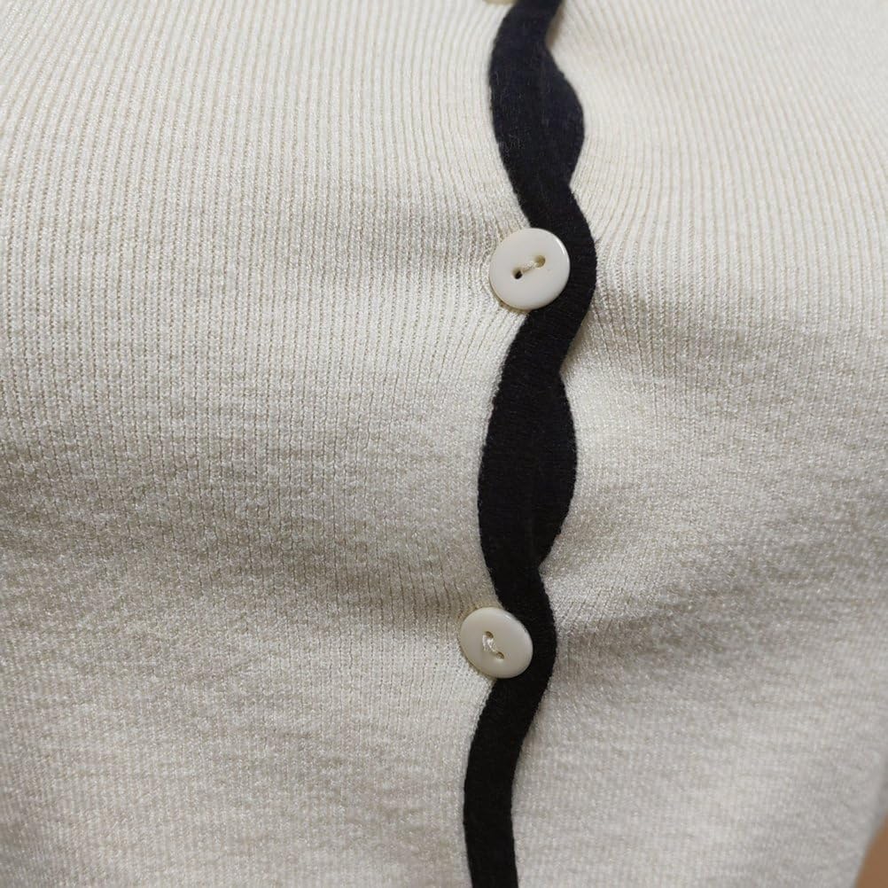 Femmes En Tricot À Manches Courtes Bouton Avant Crop Cardigan Moulant Mini Jupes 2 Pièces Au Crochet Ensemble