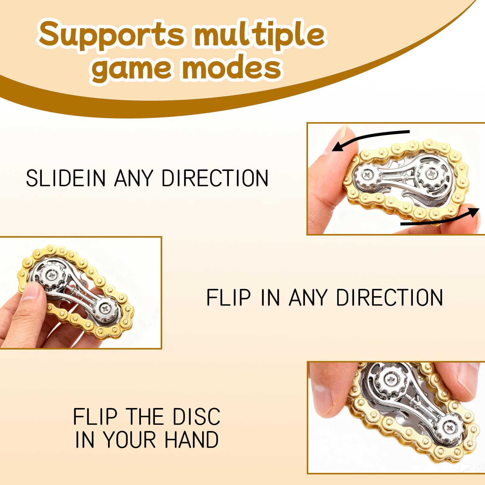 3Pcs Bike Chain Fidget Toy,Single Finger Smooth Fast Bearings Bike Chain Gears Anxiety Relief,Bike Chain Fidget - Image 4