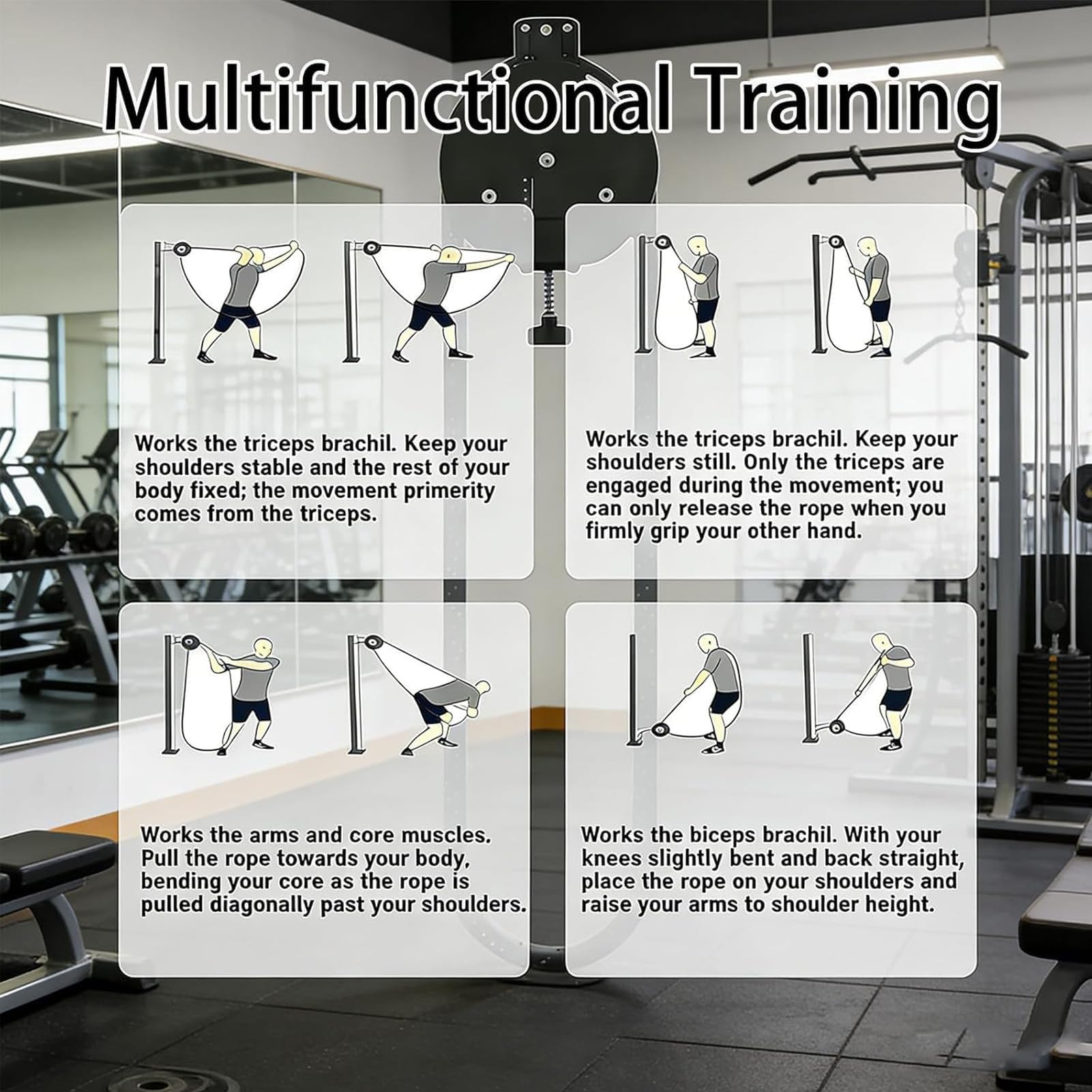 Endless Rope Trainer, Pulley Rope Puller Fitness Rope Trainer, regulowany opór do treningu fitness, nylonowy kabel treningowy do koordynacji ciała (czarny/czerwony)