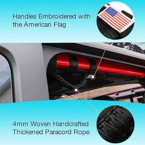 Miniatura 2 de Paquete de 4 asas de agarre para Jeep Wrangler, accesorios CJ YJ TJ JL JK LJ JLU JKU Sahara Freedom Rubicon, Gladiator JT 1955-2023, accesorios