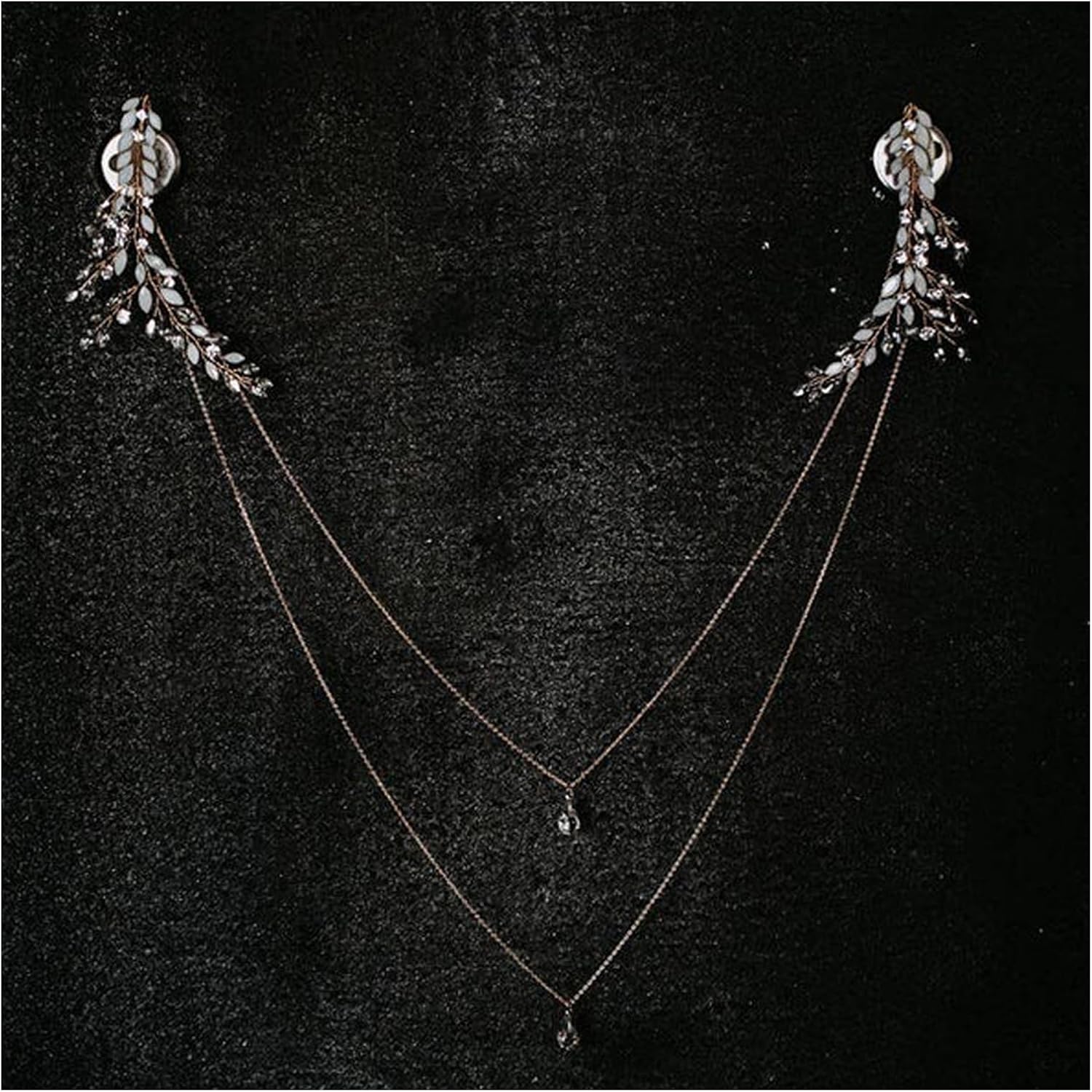 Rhinestone Waterdrop Double Layered Back Chain Jewelry Crystal Wedding Bridal Backdrop Necklace Sexy Rhinestone Shoulder Straps Chain Backless Dress Backdrop Jewelry for Women