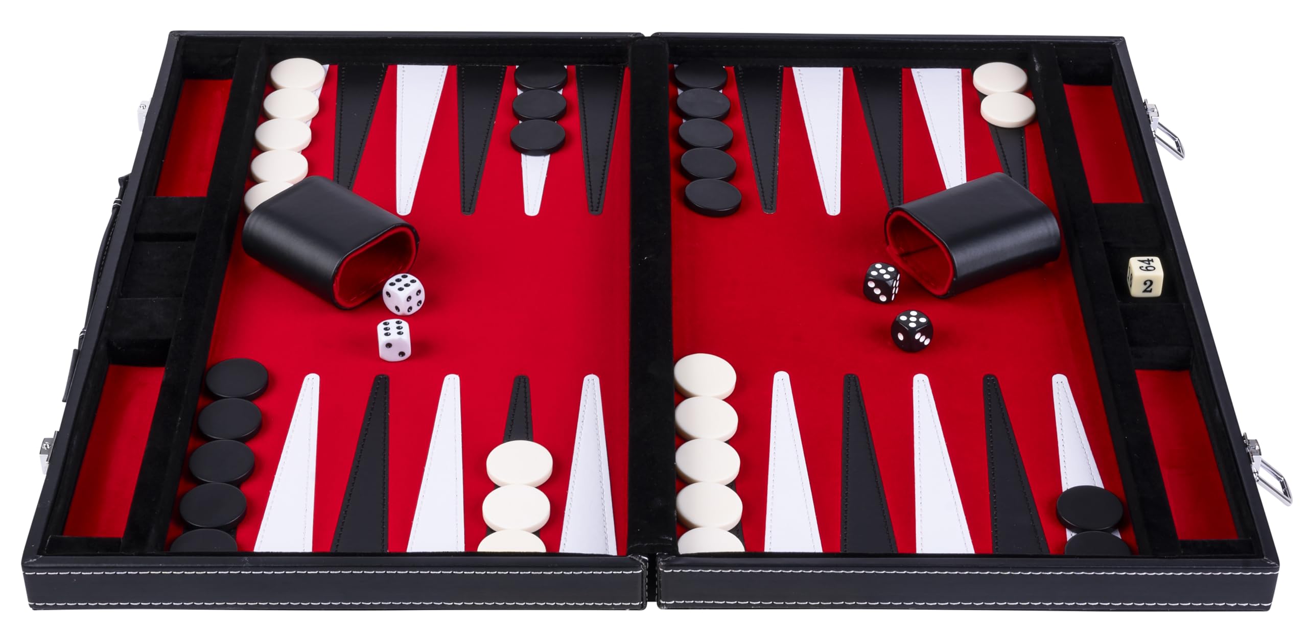 Engelhart – 250519 – Backgammon 18” – czerwono-czarny – plansza pikowana – czarne etui – gra strategiczna – od 6 lat