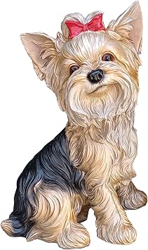 WANLIAN Hand-Painted Resin Yorkie Dog Statue, 12.8 Inch