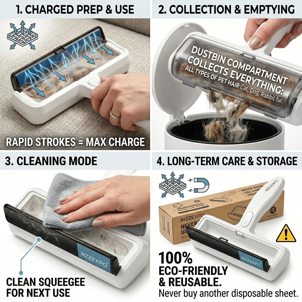 Herramienta para quitar pelo de mascotas, rodillo de pelusas para pelo de gatos y perros, ideal para muebles, alfombras, ropa y ropa de cama, removedor de pelo de mascotas, removedor de pelo