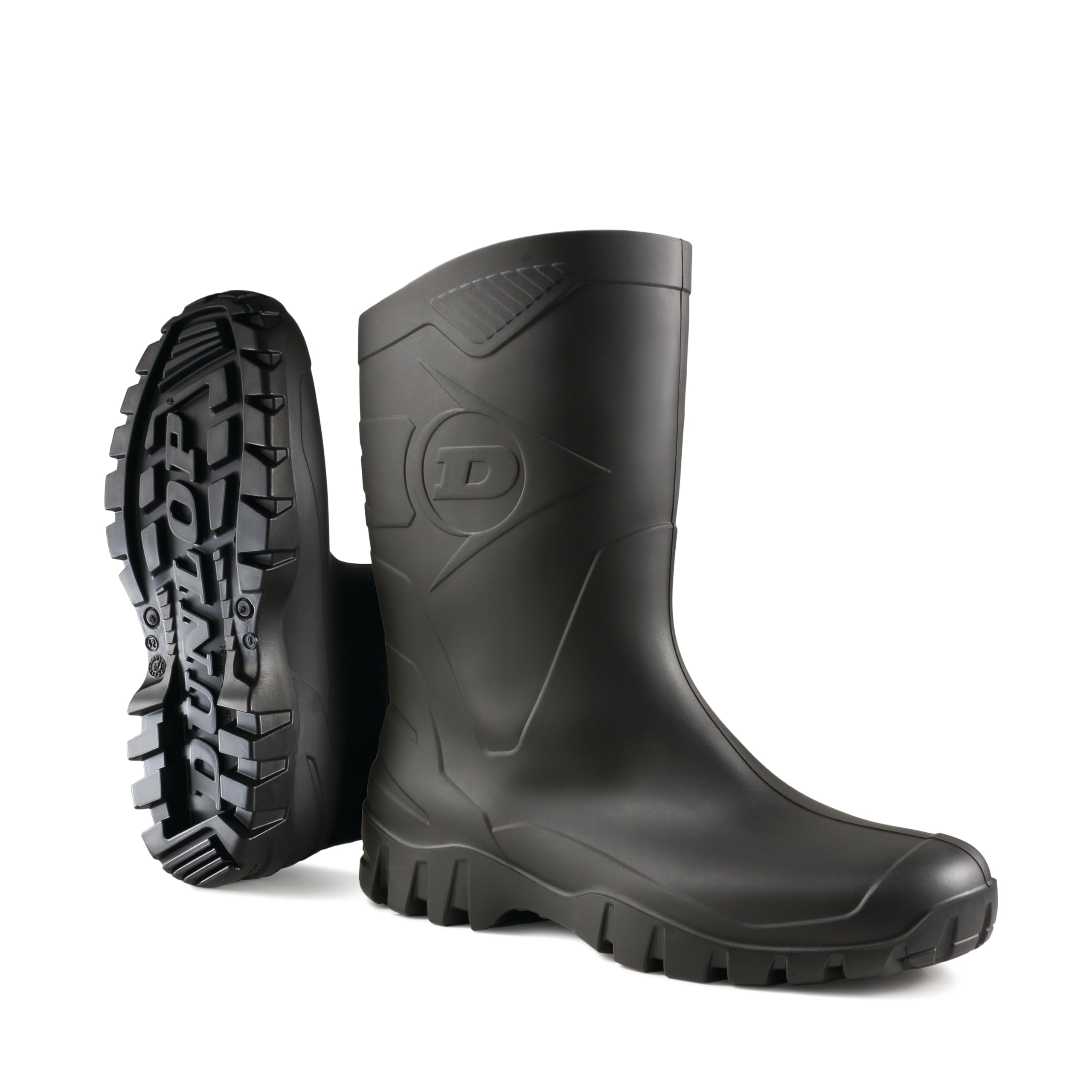 DUNLOP Dee Calf Length Wellies, Waterproof, PVC, Black, UK 4
