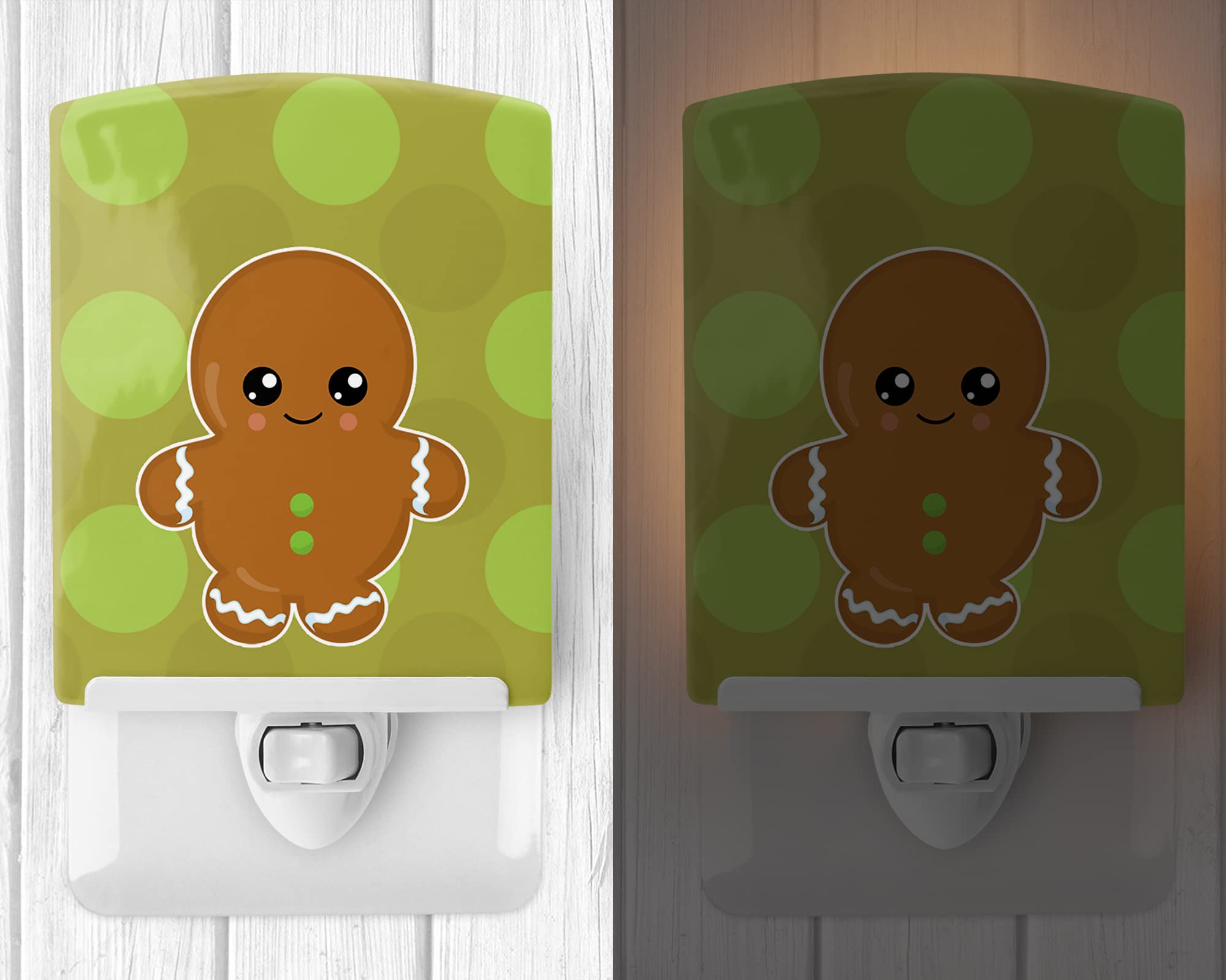 Caroline's Treasures BB6816CNL Christmas Gingerbread Man Ceramic Night Light Compact, UL-Certified, Ideal for Bedroom, Bathroom, Nursery, Hallway, Kitchen, 6x4x3, Multicolor