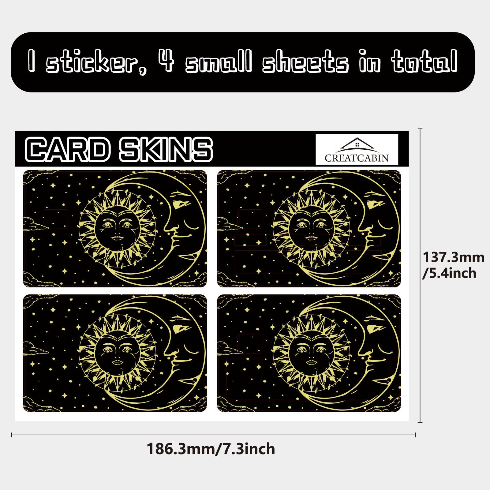 Autocollants Carte Tarot Noir Peau Carte Crédit Imperméable