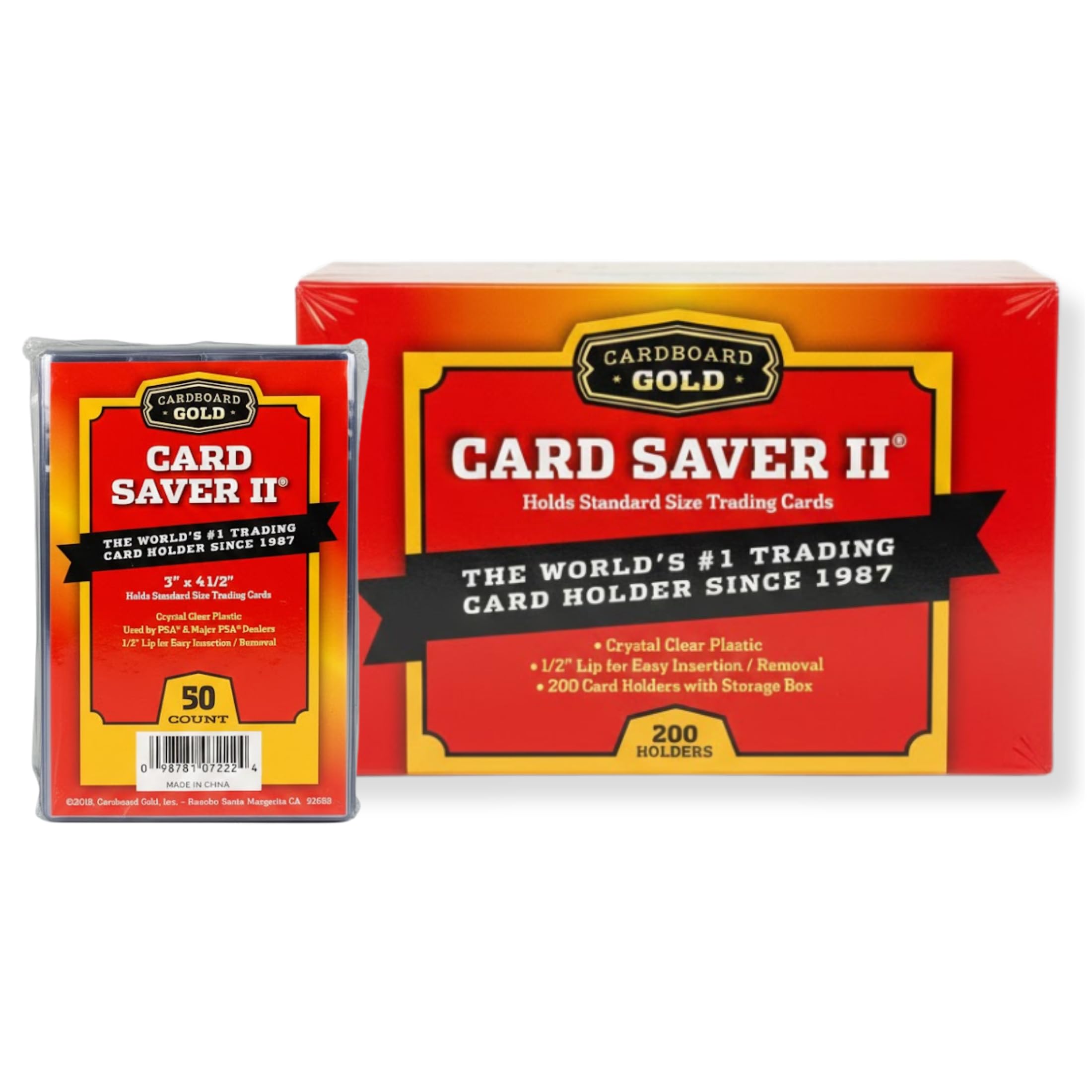 200 Cardboard Gold 2 Semi-rigid Card Holders