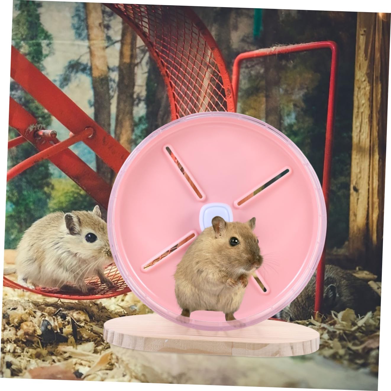 SUPVOX 1 Ensemble Roue de Course Silencieuse pour Hamsters et Rongeurs Accessoire Compact avec Support Ergonomique pour Chinchillas et Souris Rose