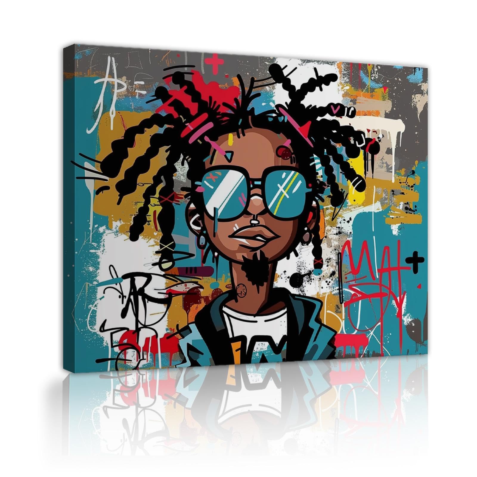 Hip Hop Stile Tela Pittura Pop Art Opere d'Arte Moderna Home Decor per Soggiorno Camera da letto Ufficio Stile Graffiti Immagini Creative 80x110cm Innerframe