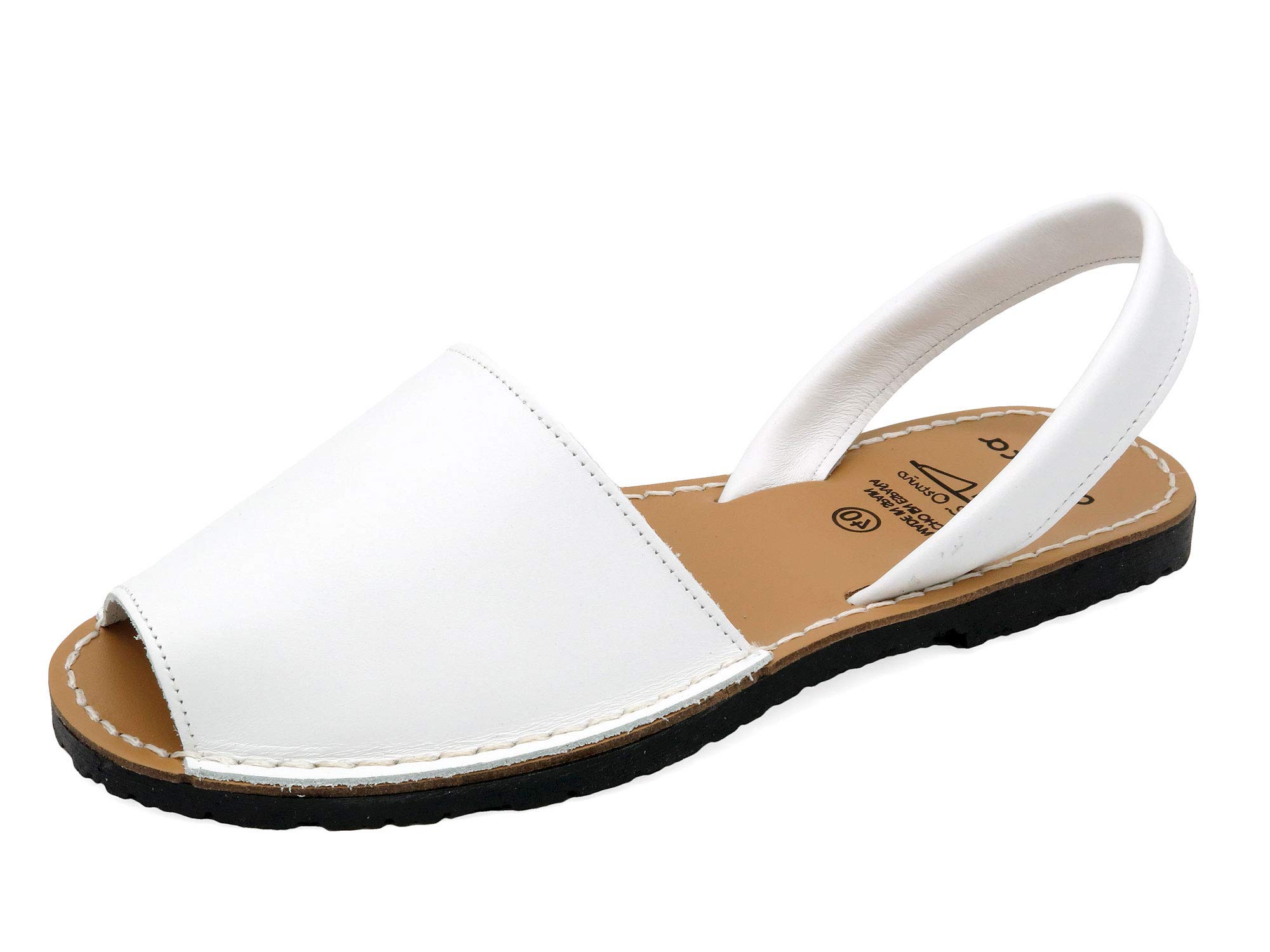 Avarca Made in Spain - Sandalias de piel planas y abiertas para mujer, originales, auténticas Avarcas Española Menorquina 201, fabricadas en España