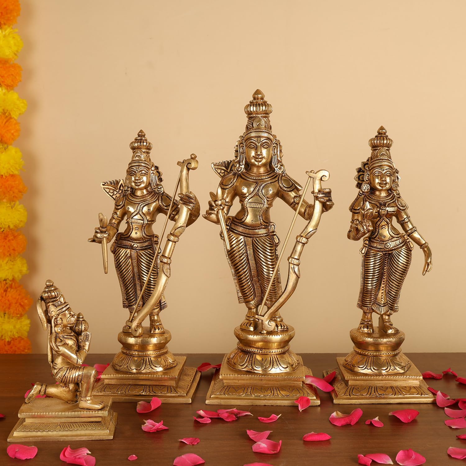 Buy Sacred Needs Handcrafted Brass Ram Darbar Idol Set – 12-Inch
