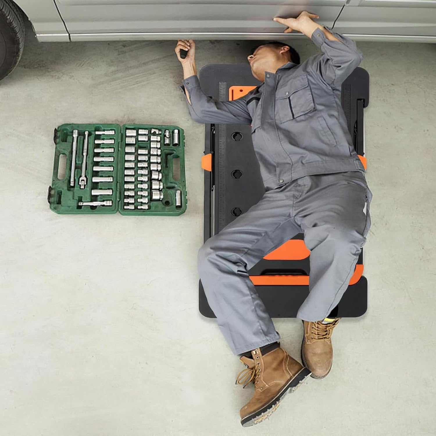 Mobile Rolling Board Workbench,Foldable Height Adjustable - 7-in-1 Work Table, Sawhorse, Work Platform, Rolling Board, Transport Trolley, Hand Trolley,114 * 59 * 11.5cm