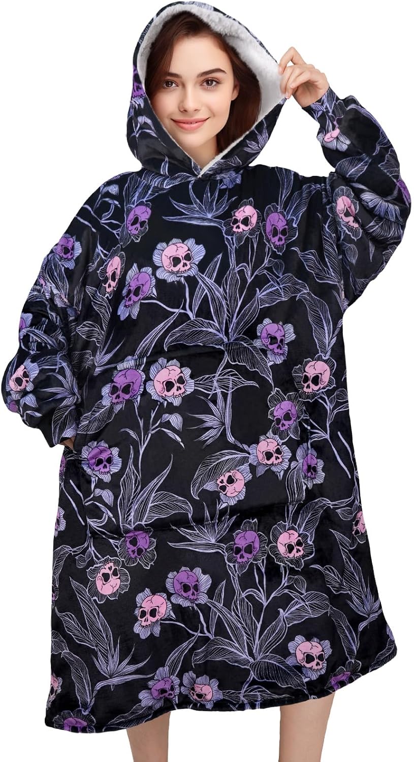 Wearable Blanket Hoodie for Women Men Oversized Sherpa Fleece Sweatshirt Blanket, Plush Flannel Warm Cozy Blanket Gifts