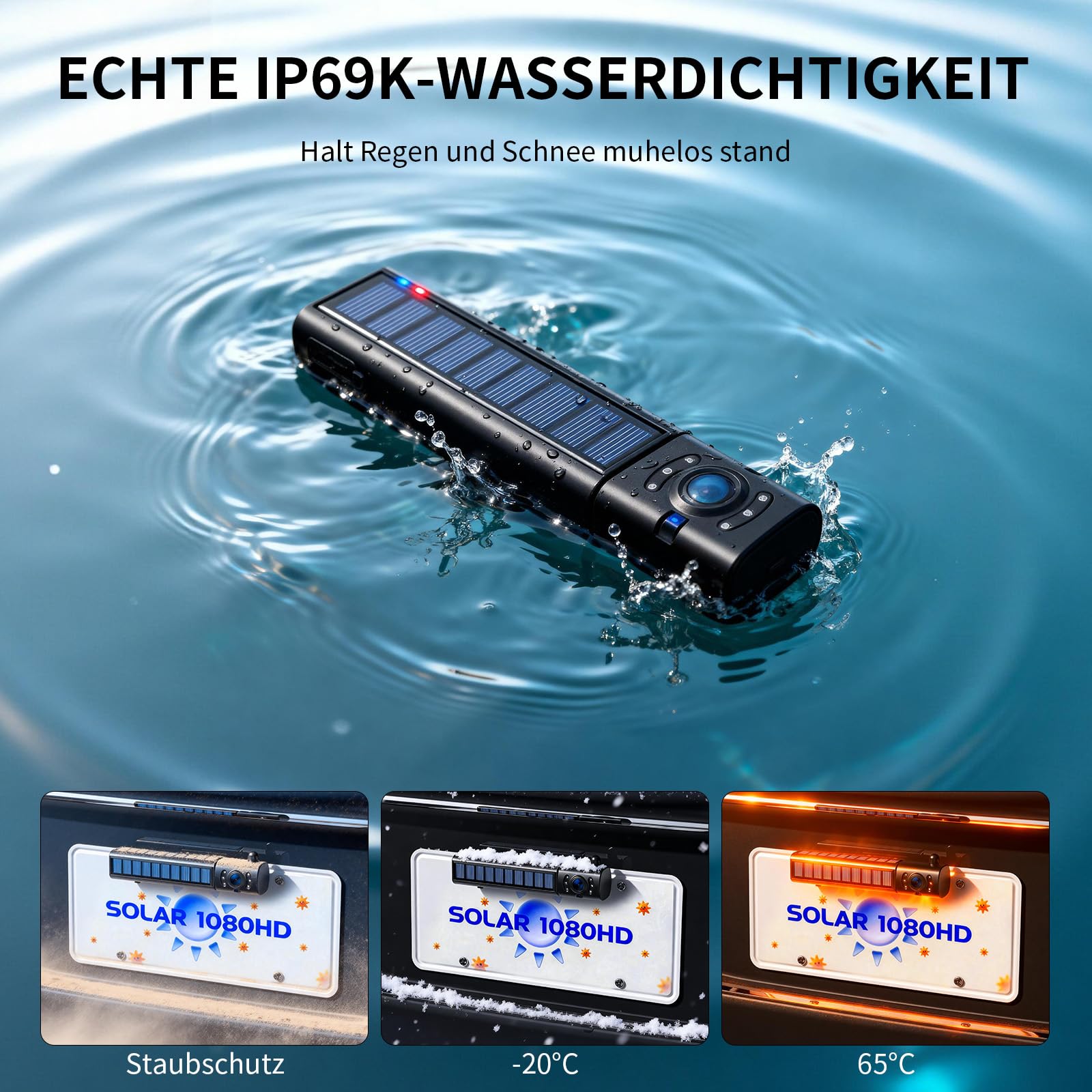 eRapta Solar Rückfahrkamera Kabellos mit 5" 1080P Monitor