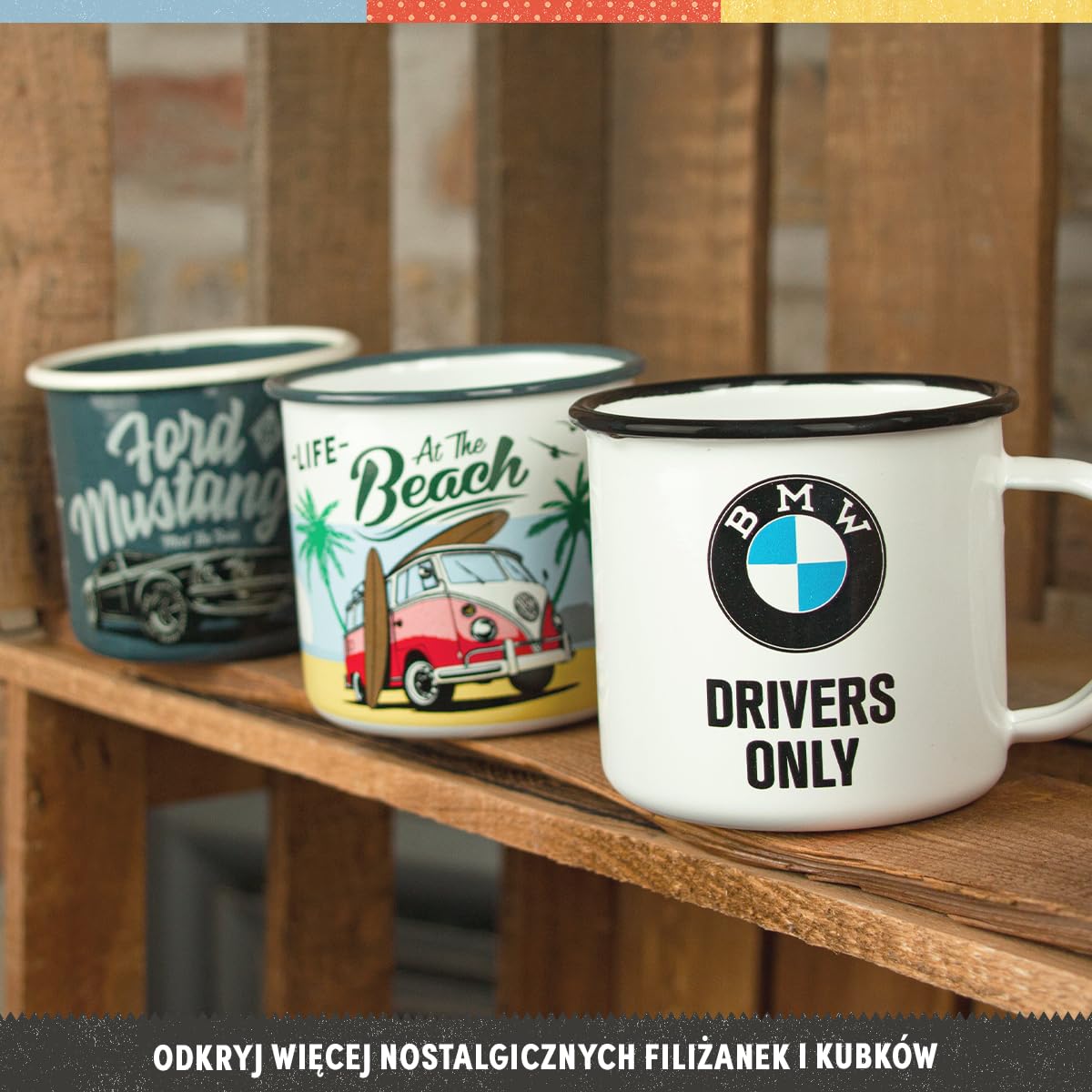 Nostalgic-Art Retro kubek emaliowany, 360 ml, Vespa – Italian Legend – Pomysł na prezent dla miłośników skuterów, Official License Product (OLP), kubek kempingowy na kawę, Styl vintage