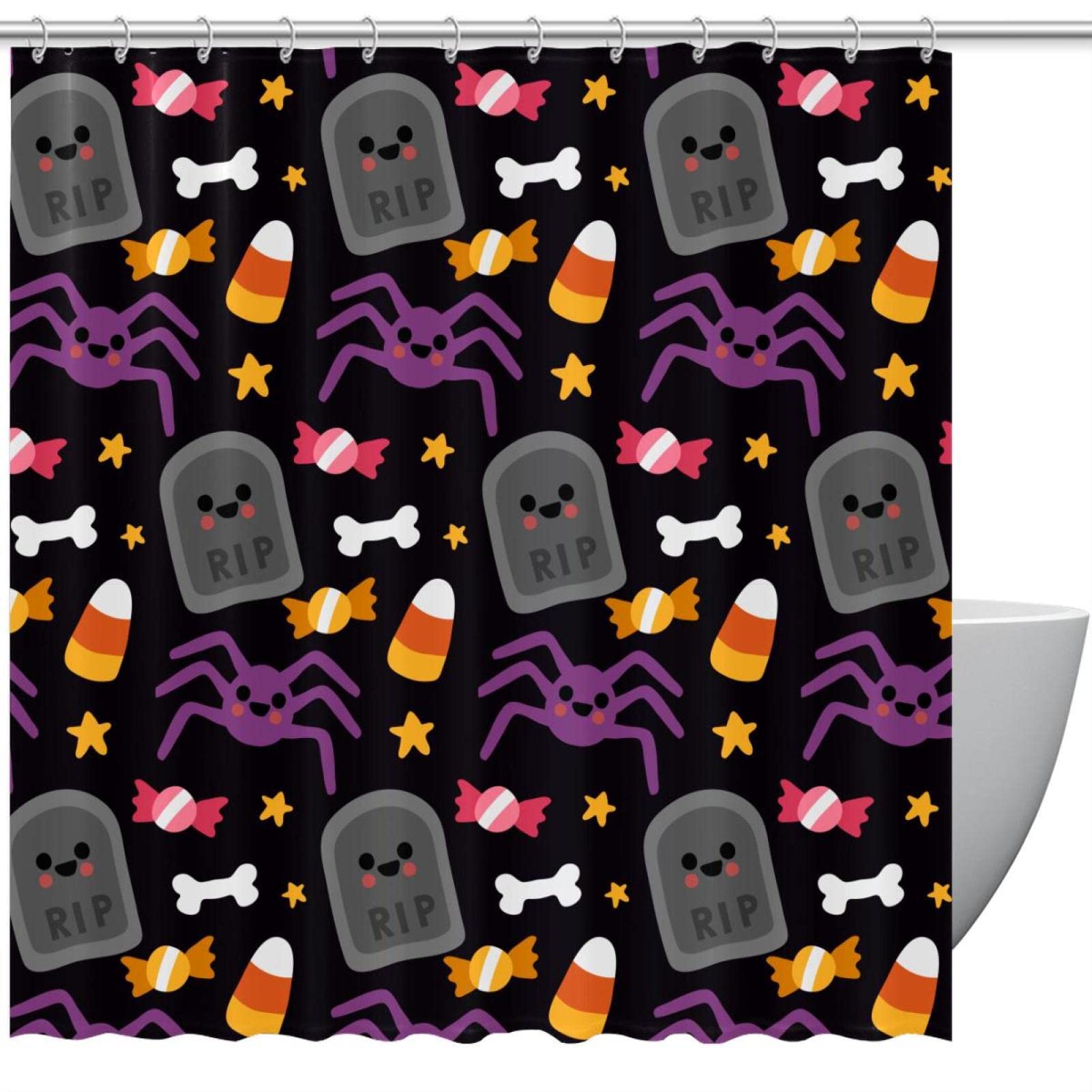 Rideau de douche Halloween toile d'araignée pour décorer la maison