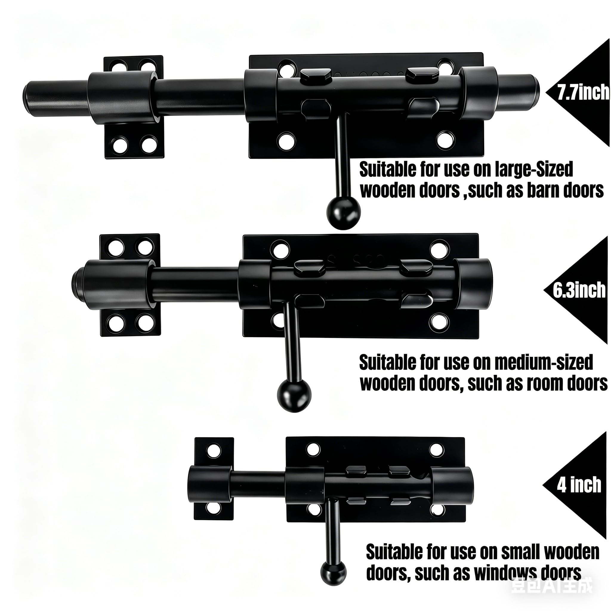 Chiavistello a barilotto, 16 cm, chiavistello per cancello, chiavistello da 14 mm, resistente, in acciaio inossidabile 304, finitura nera, per fienili, recinzioni in legno, scorrevoli, porte (2, nero