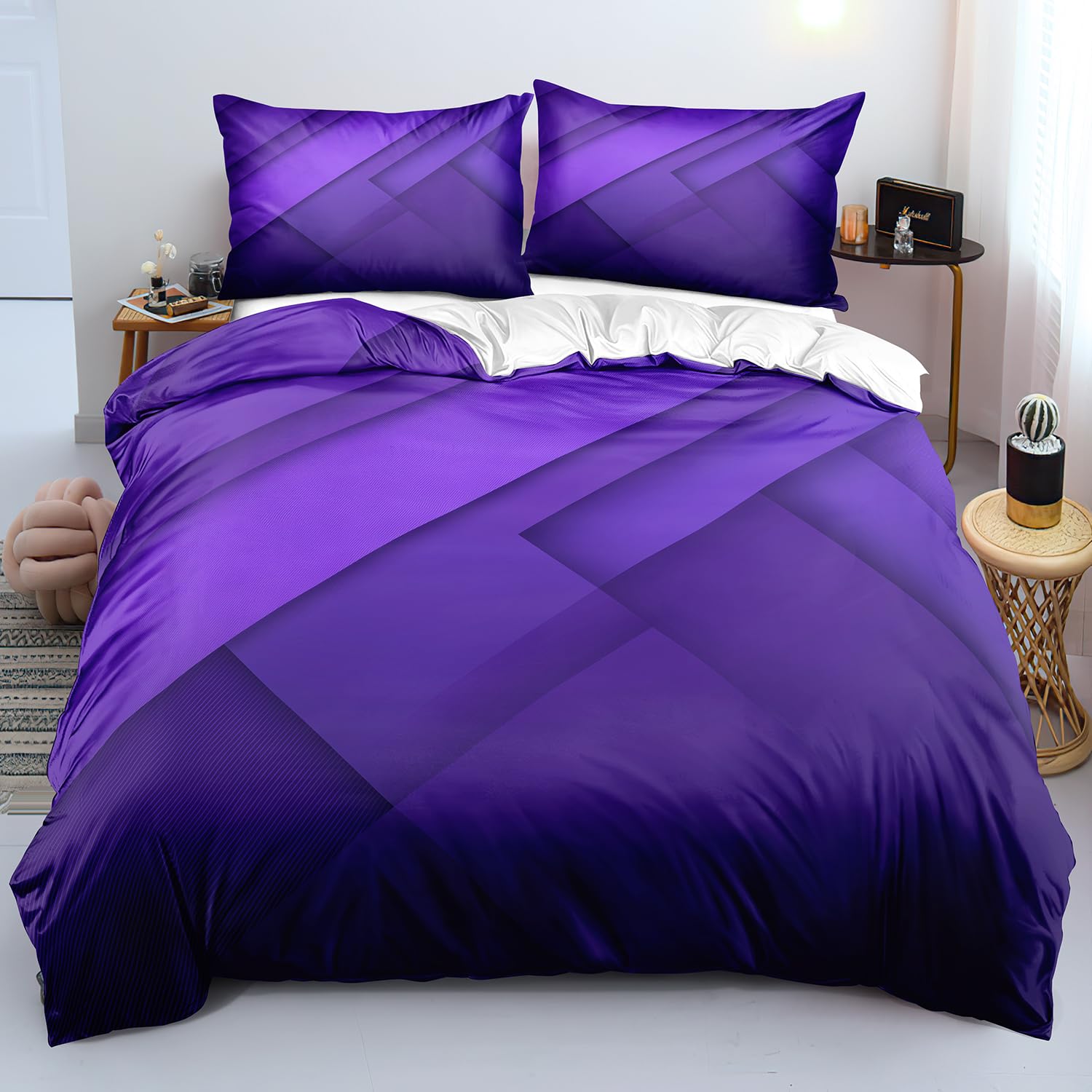 Housse de couette violette pour décoration de chambre à coucher moderne et chaleureuse