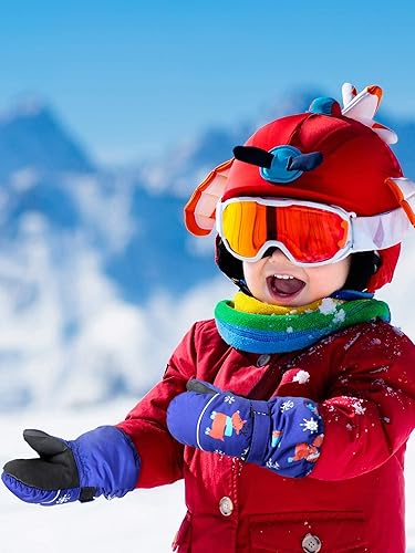 Miniatura 2 de Manoplas de esquí para niños, guantes de invierno impermeables para nieve, guantes cálidos y resistentes al viento para niños y niñas