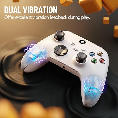 Vista 3 de Wireless Controller Compatible With Xbox One, Xbox Series XS, Xbox One XS, Windows PC, Game Controller with 2.4GHZ Adapter and Headphone Jack - White
