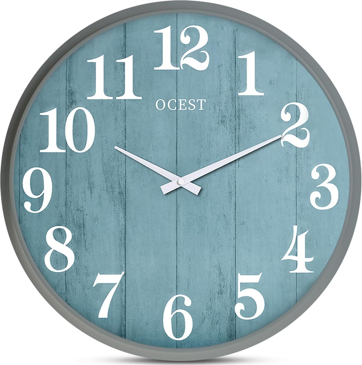 18 Inch Modern Wall Clock, Woodgrain Design | Silent non-ticking movement, large easy-read dial, for living room, farmhouse, kitchen, bathroom, porch, and garden