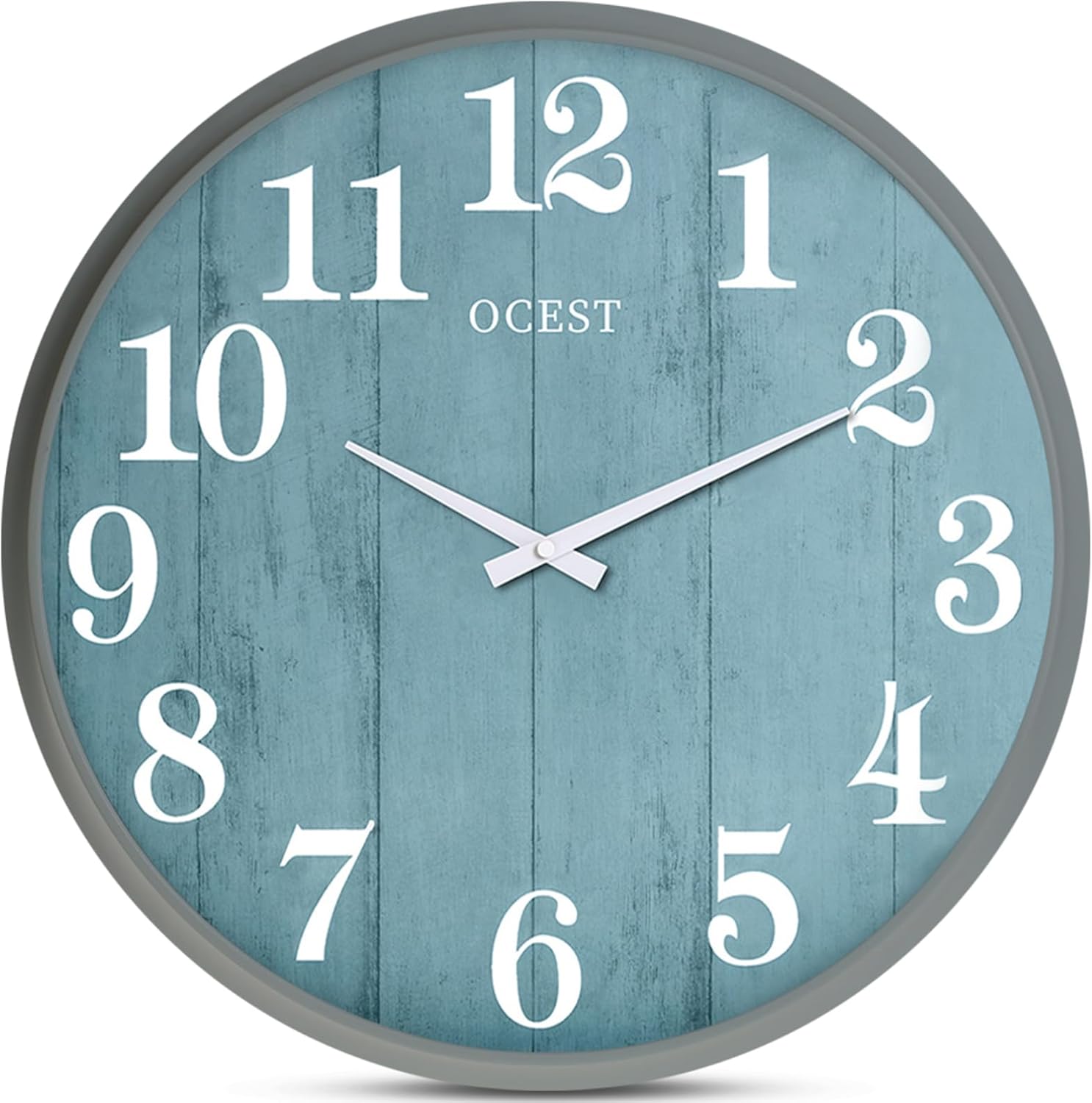 OCEST 18 Inch Large Indoor Outdoor Wall Clock, Silent Non-Ticking Modern Wall Clocks with Woodgrain Design Decorative for Living Room, Farmhouse, Kitchen, Bathroom,Porch，Garden