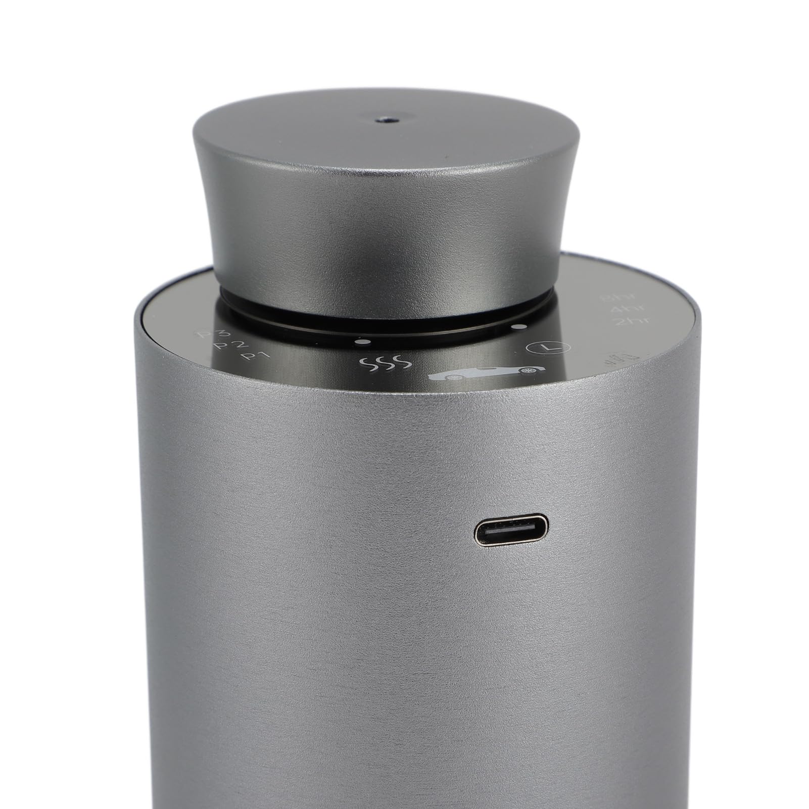 Difusor de Aceite Esencial Portátil Pequeño Silencioso con Pilas para Decoración Interior de Coche Aleación de Aluminio (GREY)