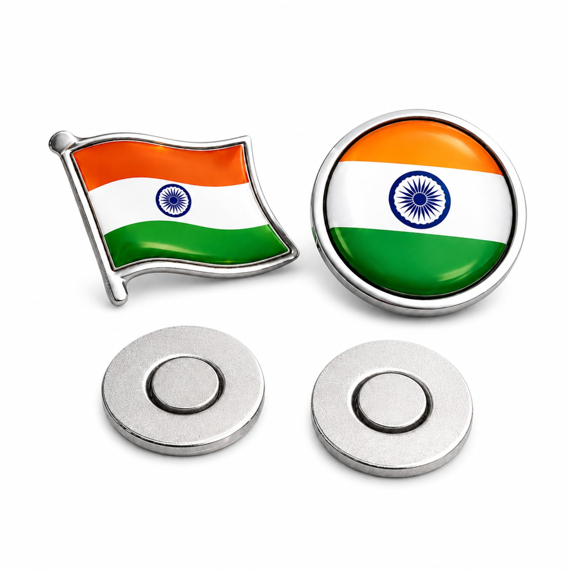 Premium Indian Flag Badge Combo | Magnetic Tricolor Lapel Pin Set for Men & Women | Strong Magnet, No Pin Marks-image-13