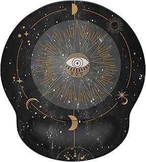 HAOCOO Ergonomic Mouse Mat Wrist Rest Support, Gel Mouse Pad with Non-Slip Rubber Base Mousepad, Wrist Rest Mousemat for Laptop Computer Home Office Working Pain Relief (Boho Astrology)